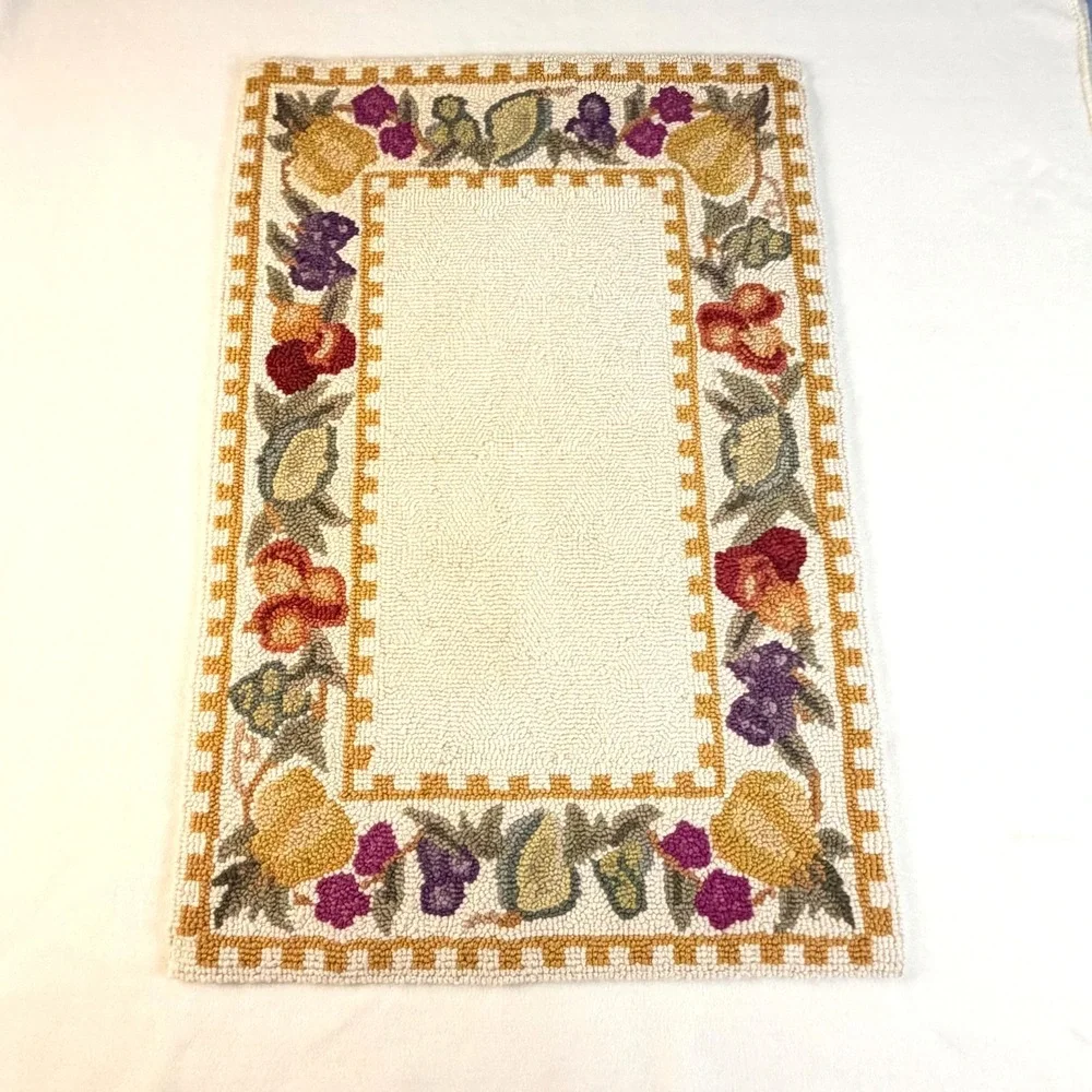 Wool  Hooked‎ Rug 2'x3' Gold Fruit